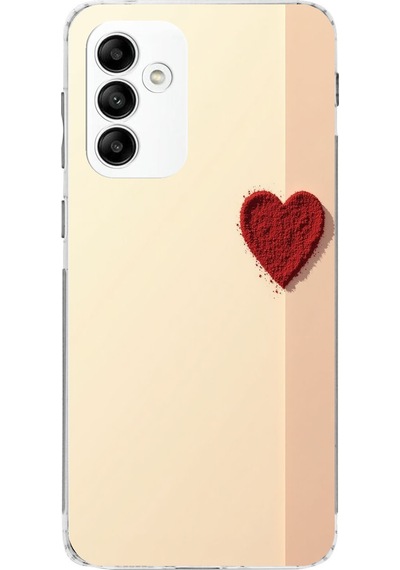 Samsung Galaxy A05s Uyumlu Krem Zeminli Kırmızı Kalp Baskılı Silikon Kılıf Renkli