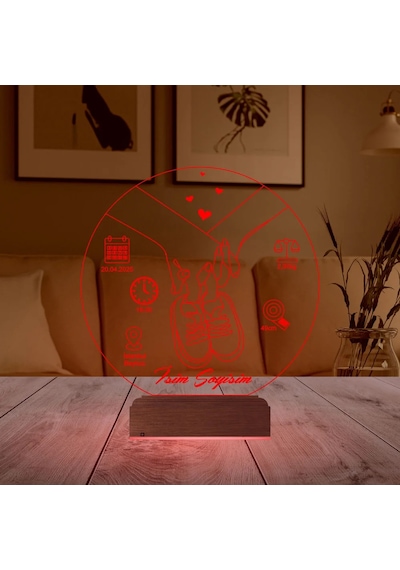 Luvivia Yeni Doğan Bebek Hediye Kişiye Özel 3d Lamba - Masa Gece Lambası V2 Şeffaf