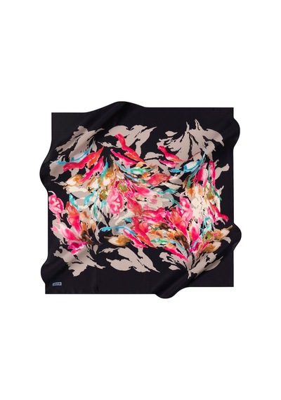 Aker Sura İpek Eşarp 8900701-321 Batik Desen / Koyu Lacivert-çok Renkli