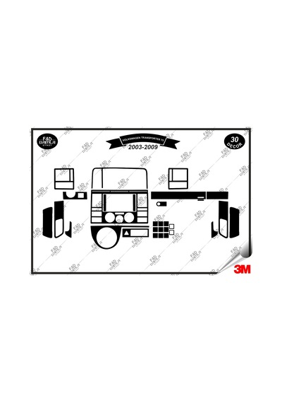 Volkswagen Transporter T5 2003-2009 Torpido Konsol Trim Göğüs Maun Kaplama Set 30 Parça Siyah Renk