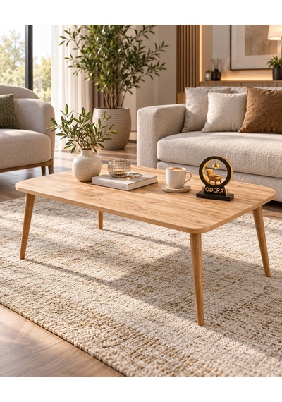 Odera Ceviz Torna Ayaklı Orta Sehpa Ve Yuvarlak Zigon Sehpa 4'lü Set İskandinav Modern Salon Sehpası Diğer