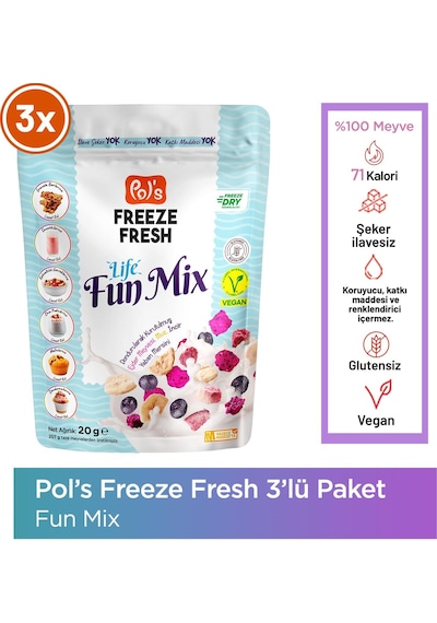 Pol's Freeze Fresh Dondurularak Kurtulmuş Fun Mix 20 G X 3 Adet 20 G