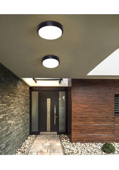 Horoz Artos 20w Yuvarlak Siyah Led Nem Su Geçirmez Banyo Bahçe Modern Tavan Lambası Beyaz Işık 6500k Siyah