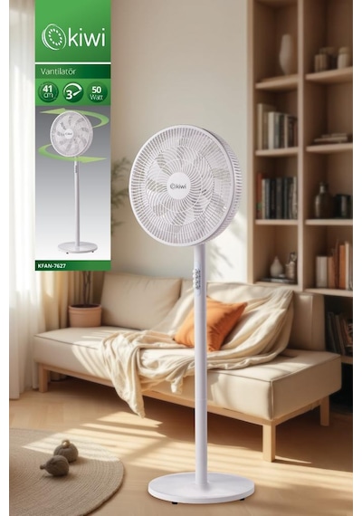 Kiwi Kfan-7627 Salınım Fonksiyonlu Ultra Sessiz Stand Vantilatör 9 Kanatlı 50w