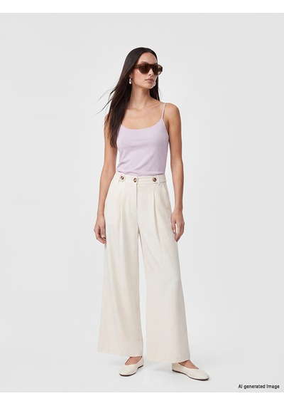 Lcwaıkıkı Classic Bej Loose Fit Kadın Pileli Kumaş Pantolon