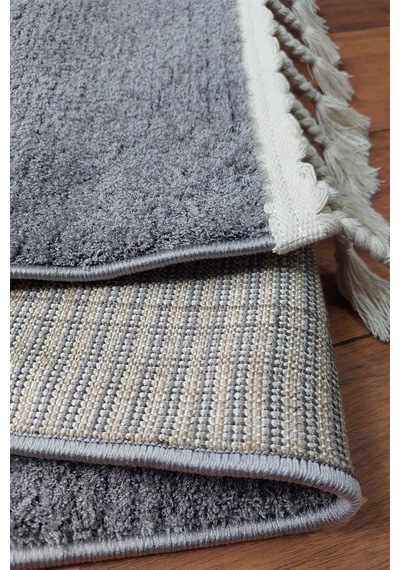 Gri Renkli Soft Iskandinav Peluş Dokulu Makine Halısı-665 Beyaz