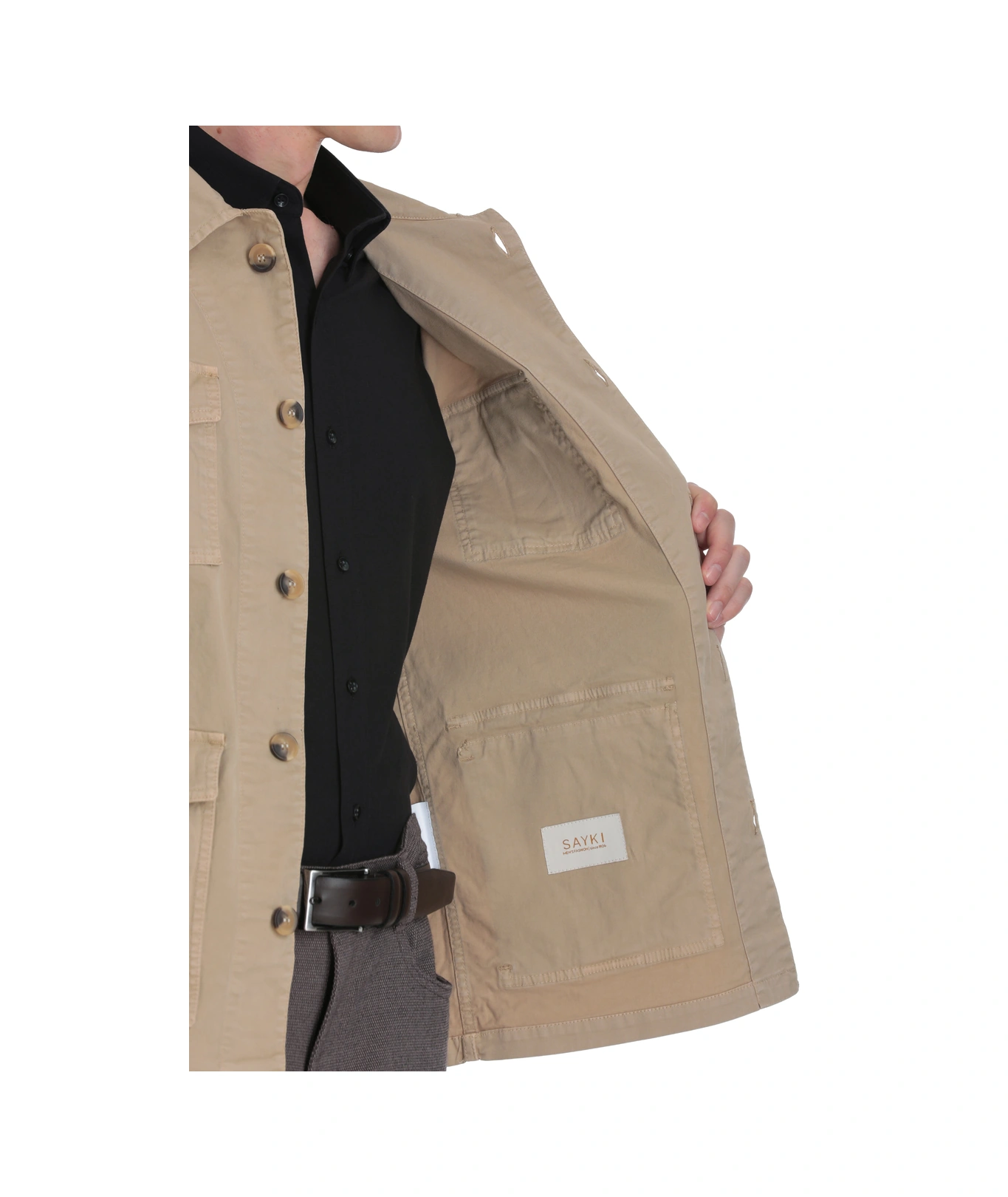 Hatemoğlu Bej Slim Fit Bebe Yaka Baharlık Mont Bej