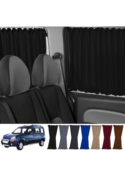 Pandami Renault Kangoo 1 . Nesil Kısa Şase 1997-2009 Uyumlu Siyah Raylı Oto Perde Takımı