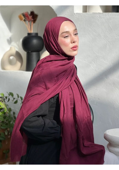 Moda Kaşmir Neo Pamuk Şal Serisi Vişne