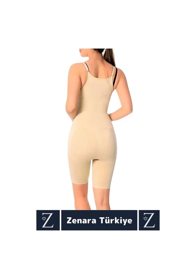 Günlük Vücut Şekillendiren Beden İncelten Toparlayan İhtiyaç Deliği Fermuarlı Ağraflı Tam Boy Korse Ten