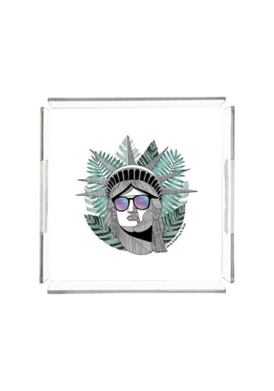 The Statue Of Liberty Pleksi Tepsi - 25x25cm