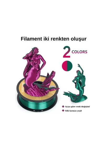 Kingroon Çift Renk Kırmızı - Yeşil Pla Silk Filament 1.75 Mm 1000gr