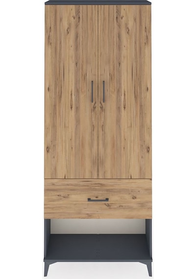 Arges Dolap 3 Raflı Tek Çekmeceli 2 Kapaklı 88x30x221 Antrasi... Antrasit