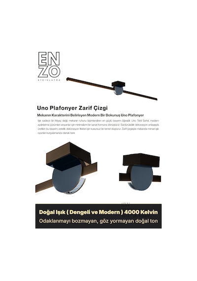 Unop Füme Lineer Tavan Avize - Aşağı Işık Doğal Işık