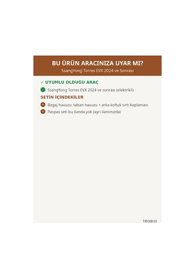Ssangyong Torres Evx 2024+ Uyumlu 8d Kapitone Deri Bagaj Havuzu Sırt Kaplamalı Taba