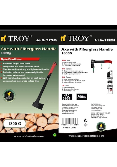 Troy 27263 Fiberglas Saplı Balta. 1800 Gr