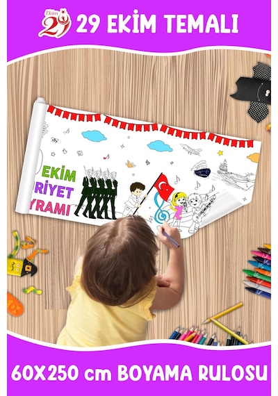Melolisa 29 Ekim Temalı Dev Boyama Rulosu 60x250 Cm