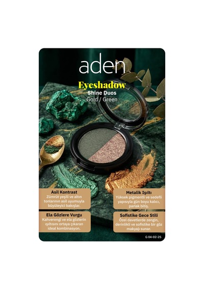 Aden Eyeshadow Shine Duos - Işıltılı Göz Farı İkilisi Gold Green Altın Yeşil 0