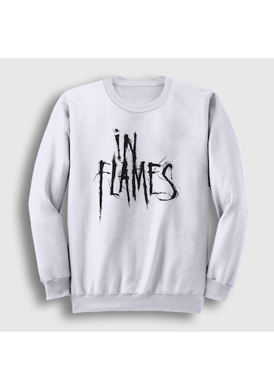 Presmono Unisex Logo In Flames Sweatshirt Beyaz