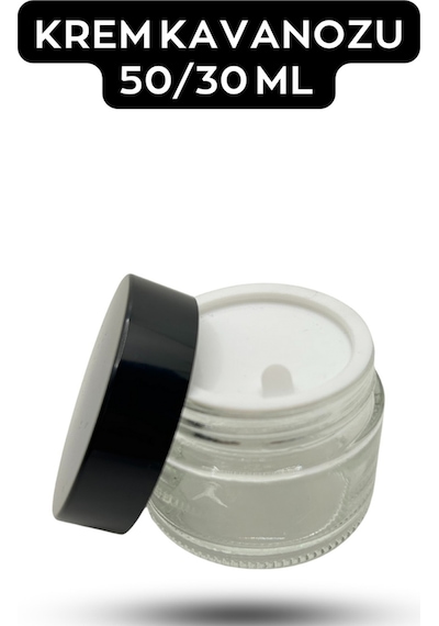 Krem Kavanozu 30 Ml Buzlu/normal Cam Siyah Kapak Normal Cam 30 Cc