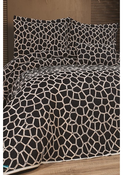 Stone 4 Parça Yatak Örtüsü 240x260 Siyah Cappucino Siyah-kahve