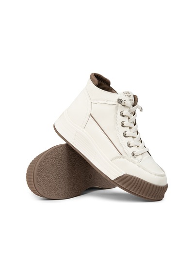 Deery Kadın Hakiki Deri Beyaz High Top Sneaker Ayakkabı - 25334zbyzc01 Beyaz