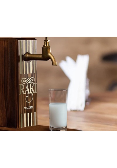 Lexroo Özel Rakı Baskılı Musluklu Doğal Ahşap İçki Standı, İçki Çeşmesi, Doğum Günü Hediyesi Çok Renkli