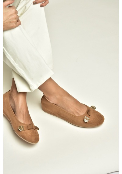 Fox Shoes Y250750702 Taba Süet Alçak Dolgu Tabanlı Kadın Ayakkabı