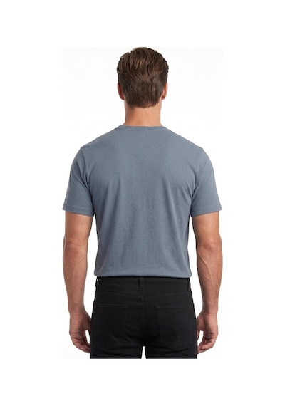 Uki Mavi Bisiklet Yaka Basic T-shirt