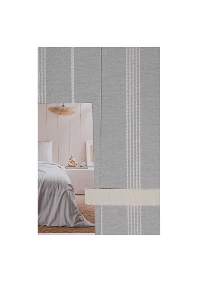 Çift Kişilik Çizgi Desenli Nevresim Takımı Pamuk Polyester Modern Yatak Odası Seti Gri
