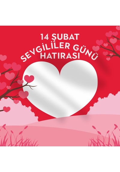 14 Şubat Sevgililer Günü Kumaş Pankart 150x250 Cm Tek Ebat