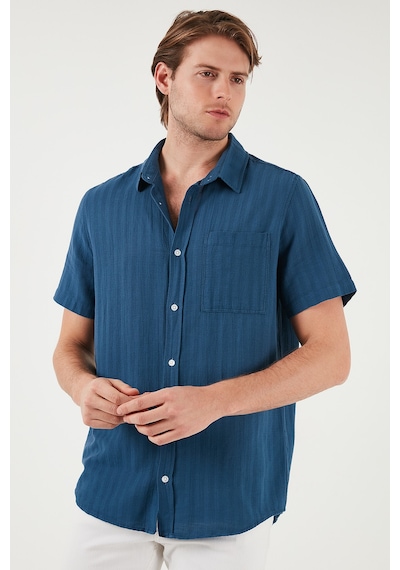 Buratti Pamuklu Regular Fit Tek Cepli Kısa Kol Erkek Gömlek Cf25S128230 Indigo