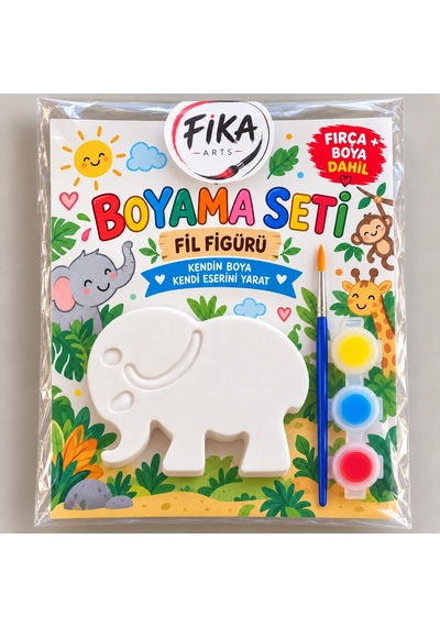 Minik Fil Figürü Taş Tozu Boyama Seti