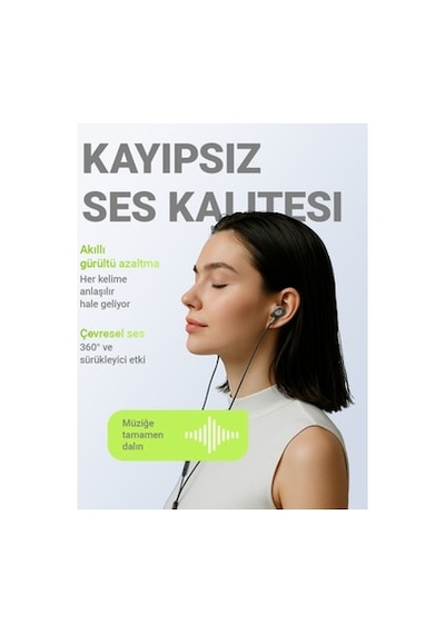 1.2 Metre Uzunluğunda Kablolu Kulaklık, Uzaktan Kumanda Özelliği