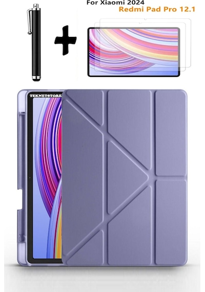 Xiaomi Redmi Pad Pro 12.1 Uyumlu Kalem Bölmeli Standlı Kılıf + Ekran Koruyucu + Kalem 3'lü Set Kılıf Xiaomi Redmi Pad Pro 12.1 Uyumlu Kalem Bölmeli Standlı Kılıf + Ekran Koruyucu + Kalem 3'lü Set Kılıf