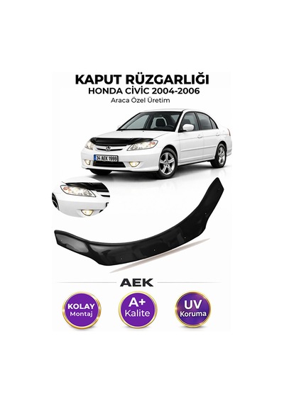 Honda Civic 2004-2006 Araca Özel Üretim "4mm" Kaput Rüzgarlığı A+