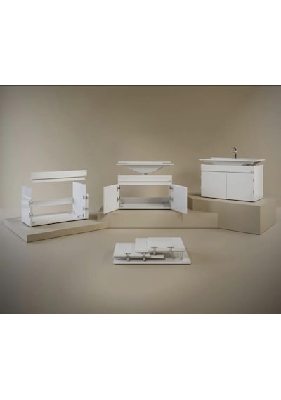 Creavit Flexio 80 Cm Katlanabilir Banyo Dolabı Beyaz Set