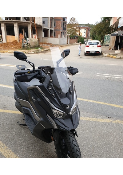Motocam Kymco Dtx 250 Ön Cam 2021-2026 Model 55cm Şeffaf Renkli 4mm Orta Boylu