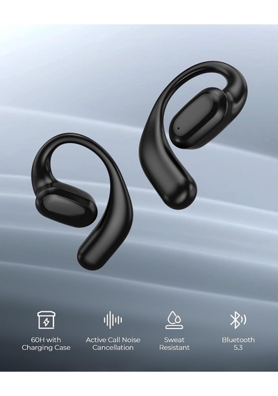 Açık Kulak Kablosuz Kulaklık, Bluetooth 5.4 Açık Kulak Kulaklığı, Dahili Mikrofon, 50h Çalma Zamanı, Led Ekran Genel