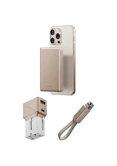 X Bazic 25w Adaptör Alupac 10.000 Mah Powerbank Ve Alucable 60w Usb To Lightning Kablolu Set Travel Çanta - Gold Koyu Gri