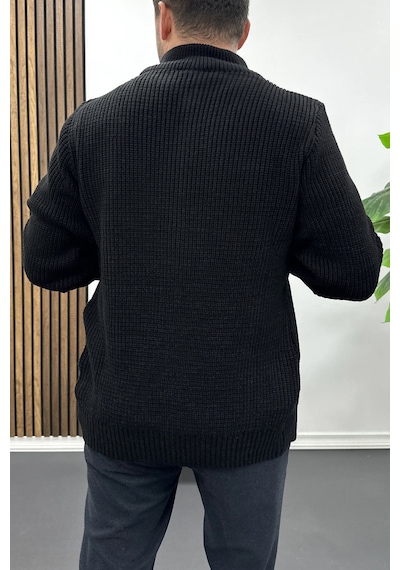 Edwox Erkek Slim Fit Fermuarlı Hırka Siyah Edw434 Siyah