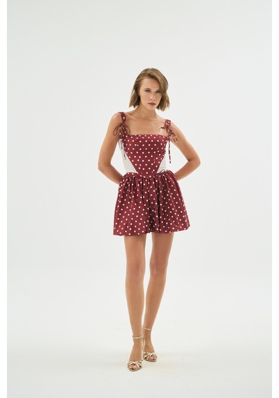 Sagaza Studio Ss6077 Pileli Mini Etek Bordo