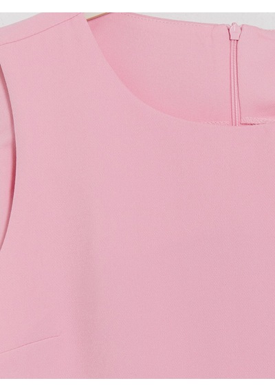 Lcw Comfort Pembe Bisiklet Yaka Fiyonk Detaylı Mini Elbise