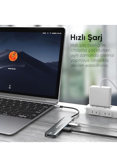 Mac İle Uyumlu Thunderbolt 3 Type-c Usb Adaptör Hub 8in1 4k Hdmı 100mbps Sd Kart Okuyucu 100w Pd Telefon Hızlı Şarj