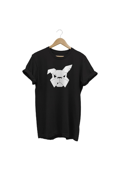 Buldog Baskılı Siyah T-shirt Siyah