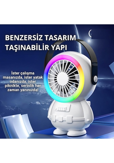 Coofbe Taşınabilir 1500mah Şarjlı 3kademe Hız Ayarlı Taşınabilir El Vantilatörü Fan Ve Gece Lambası