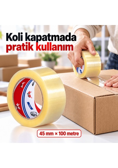 Vege Fil Koli Bandı 45 Mm X 100 Mt 18 Li Paket Yüksek Yapışma Gücü 18 Adet