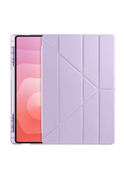 Samsung Galaxy Tab S11 Ultra Uyumlu Kılıf Tri Folding Kalem Bölmeli Katlanabilir Standlı Pu Yumuşak Kapak Kapaklı Kılıf