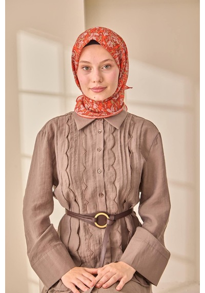 Silk Home Soft Eşarp 73091-30 Kiremit, Turuncu, Haki, Vizon