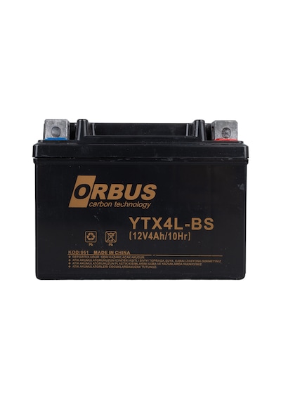 Orbus Ytx4l-bs 12v 4a Motosiklet Aküsü 114 X 66 X 88 Mm 1.6kg